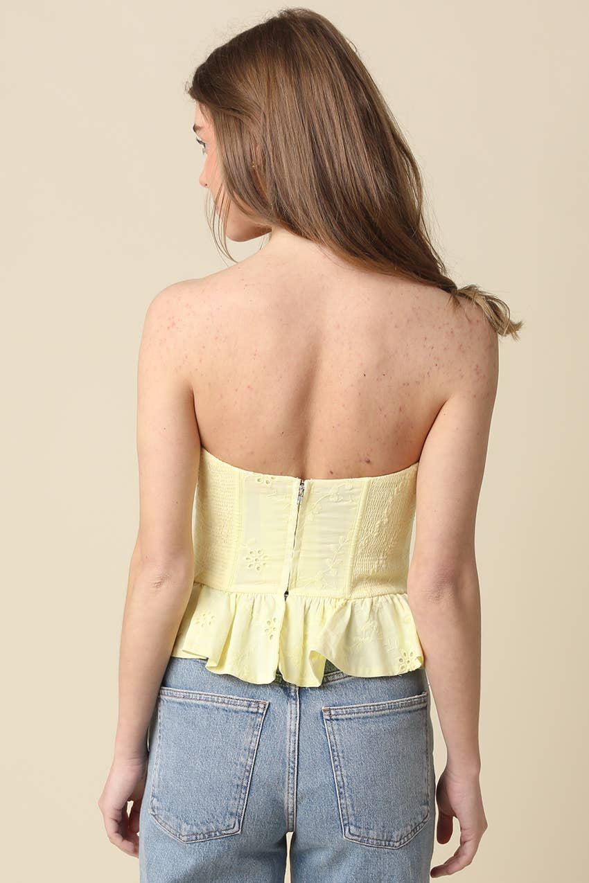 Mira Textured Peplum Tube Top: Butte