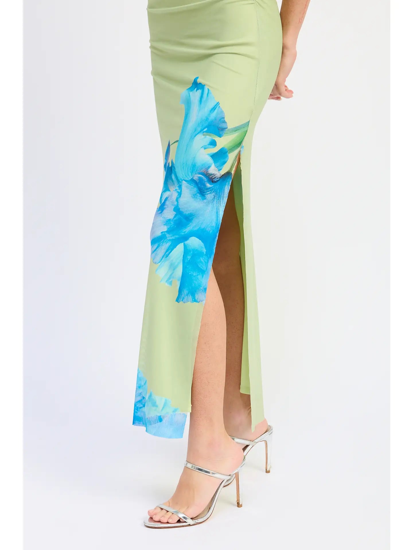 Blue Bloom One-Shoulder Maxi Dress