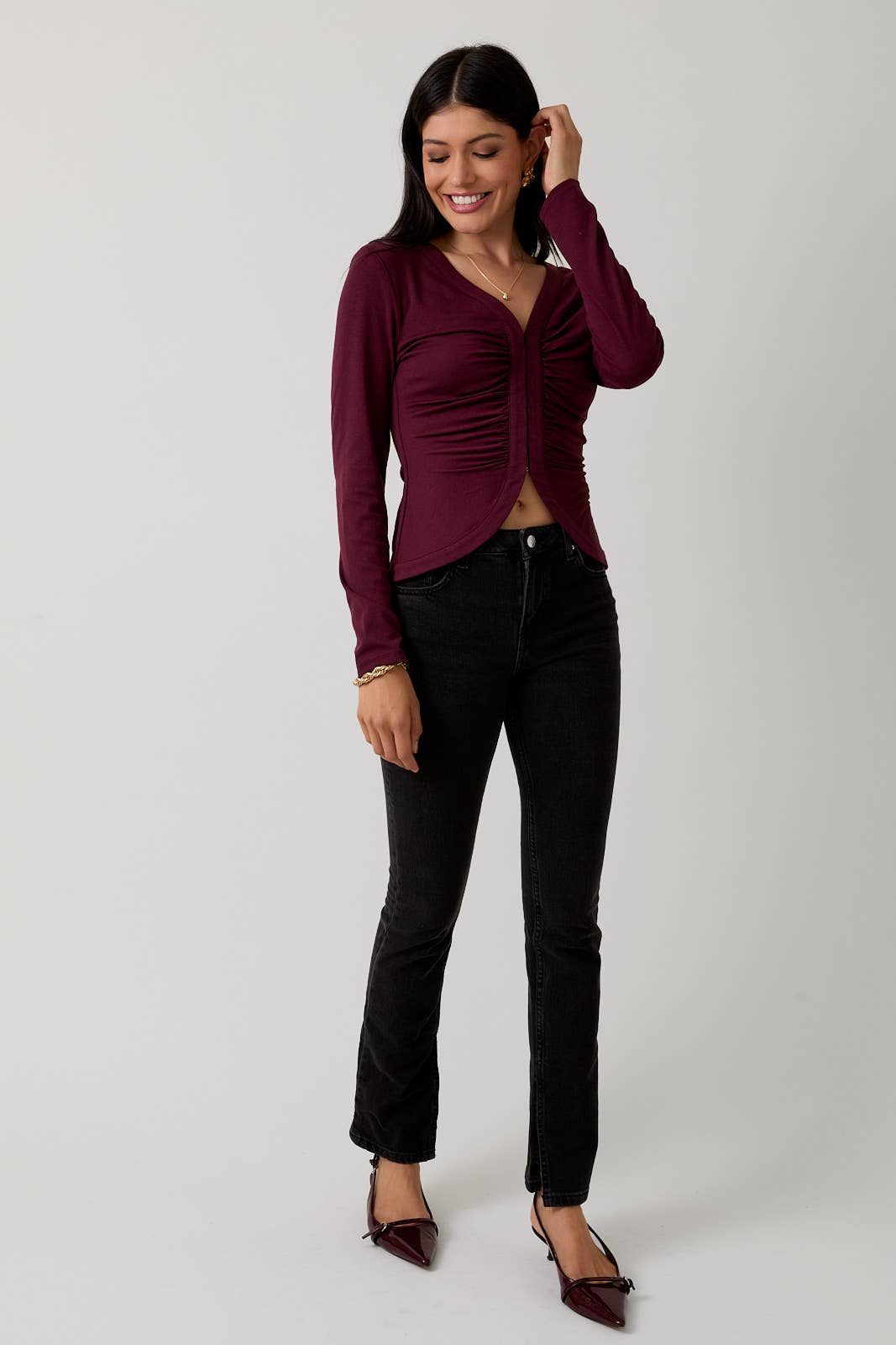 Bordeaux Ruched Top