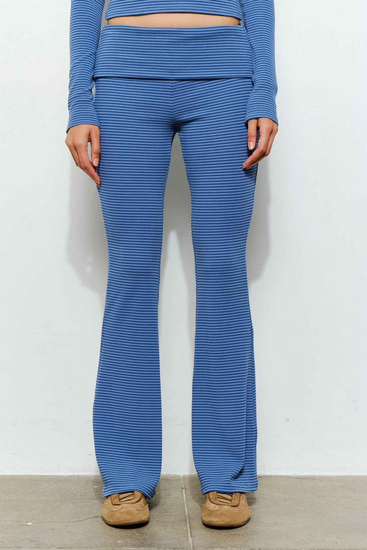 Grady Striped Flared Pants in Blue