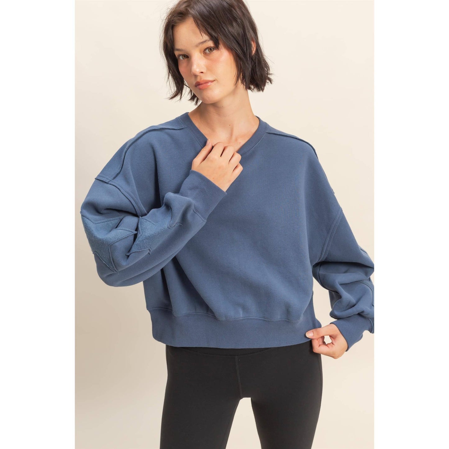 Star Patch Crewneck in Dusty Blue