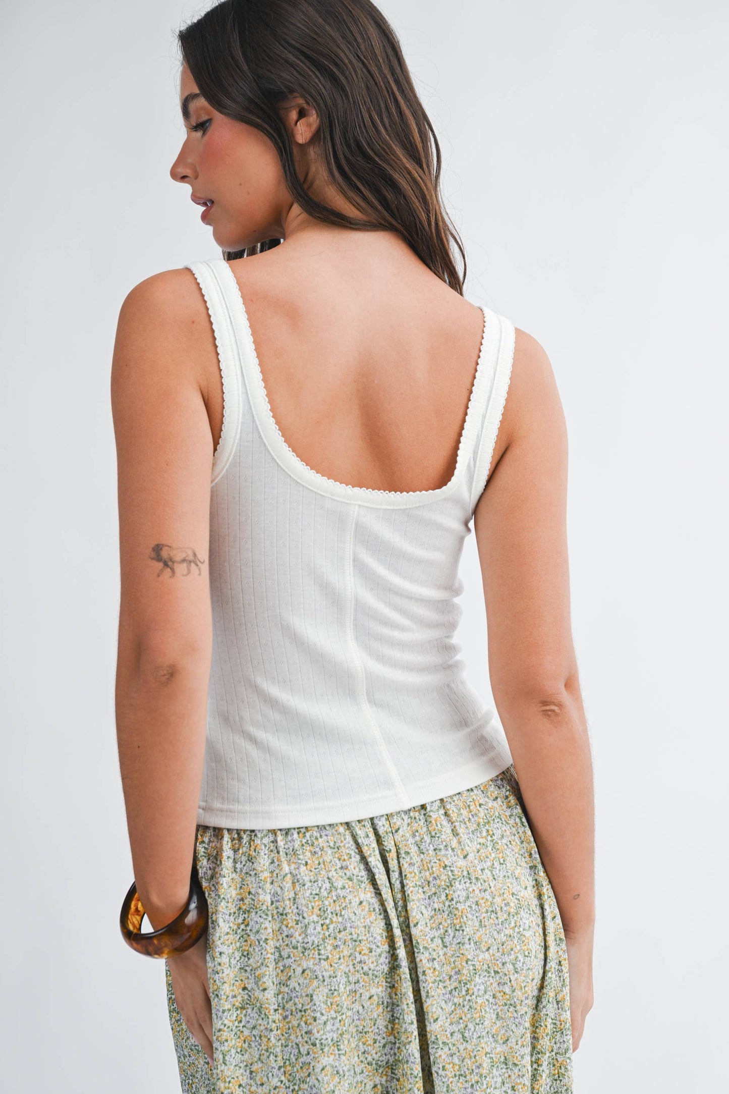 Pointelle White Tank