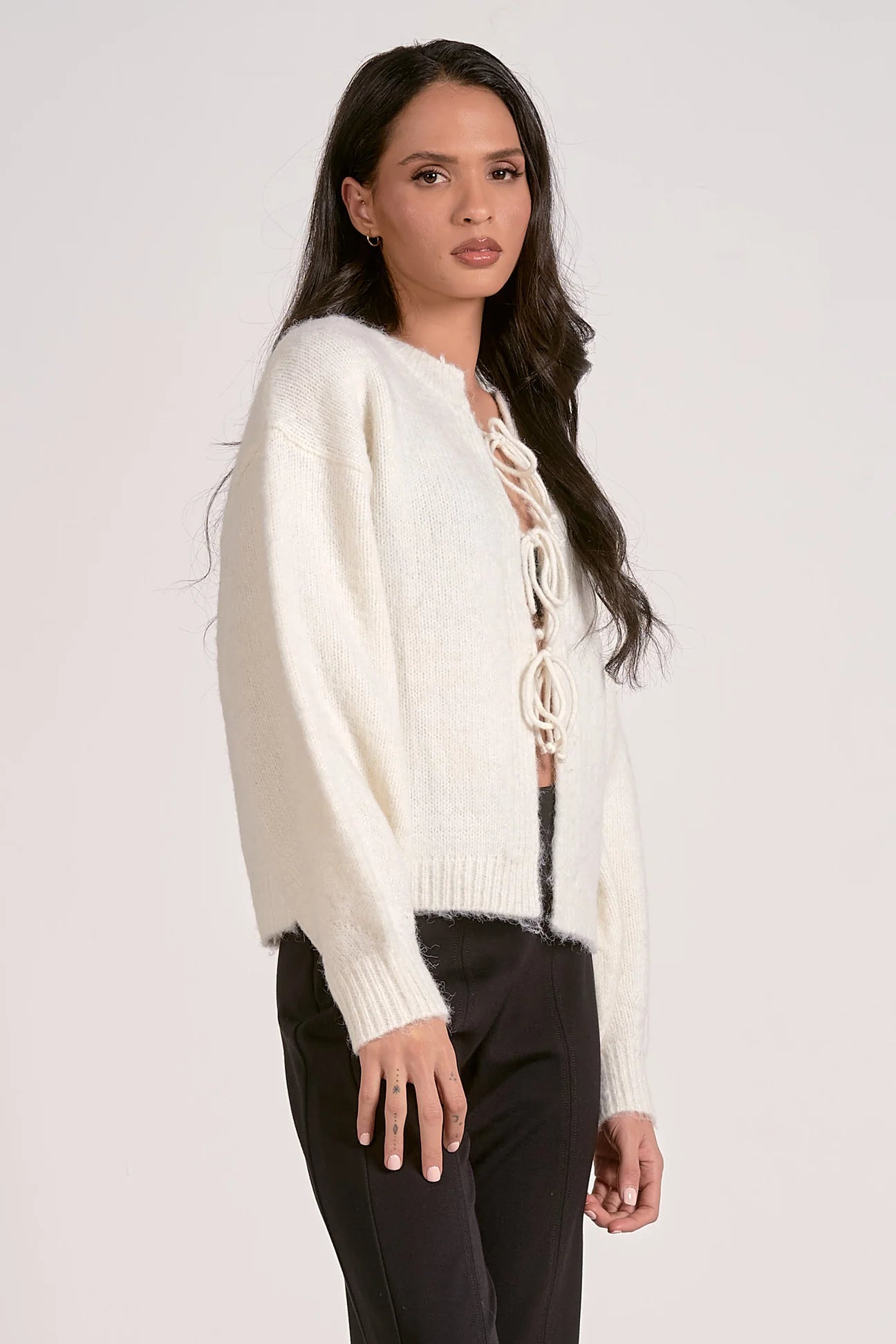 White Cardigan w/ Tie Detail